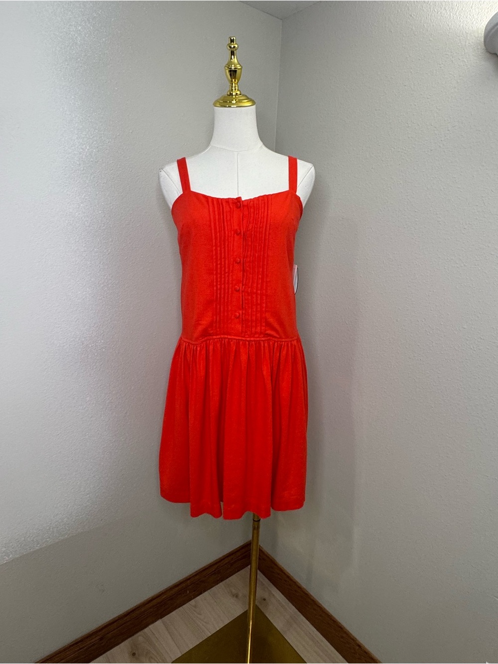 Taylor Orange Red Pintuck Drop Waist Sundress Size 8 NWT Style 4358M
